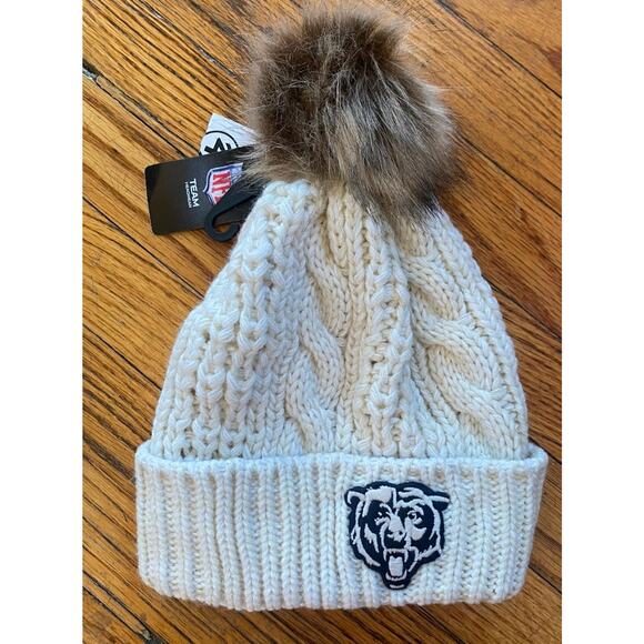 ’47 Accessories - Chicago Bears Beanie Women's ‘47 Meeko Cuff Patch Logo Pom Braided Knit Hat NWT